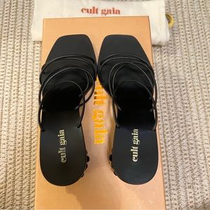 Cult Gaia Kelly Bauble-Heel Leather Mules